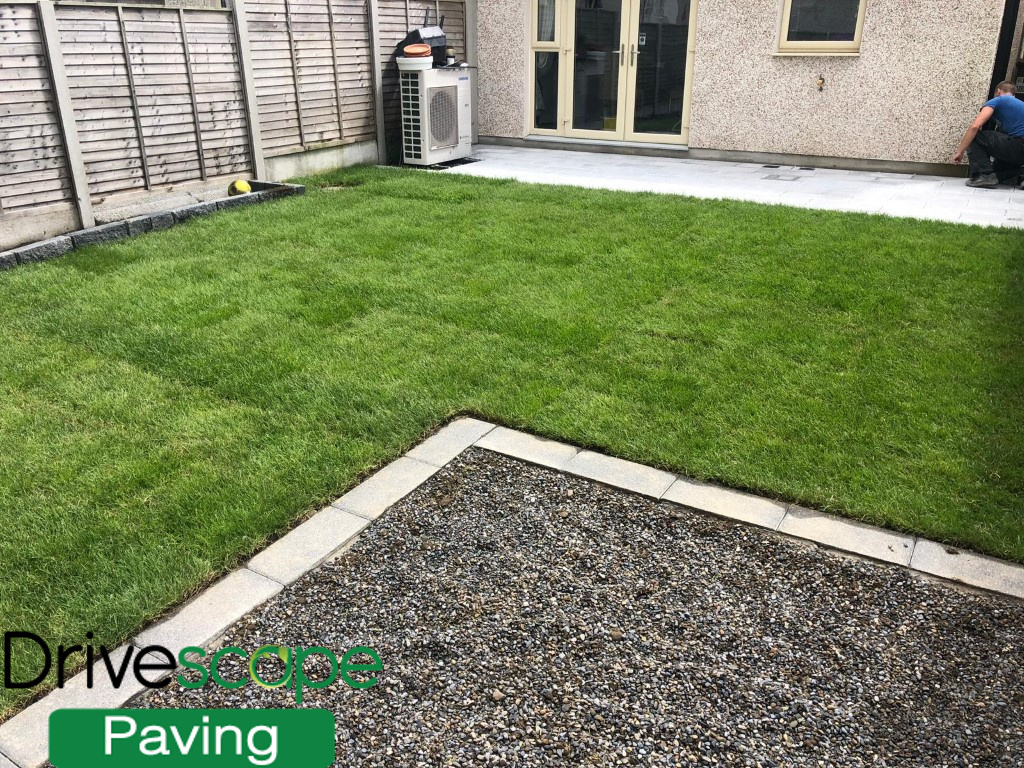 Granite Patio with Roll-On Turf in Hansfield Wood, Dublin