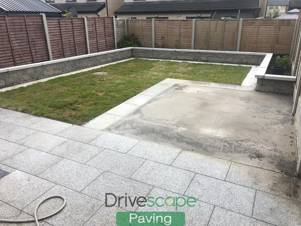 Patio with Raised Flower-Beds and Roll-On Turf in Hansfield Wood, Dublin