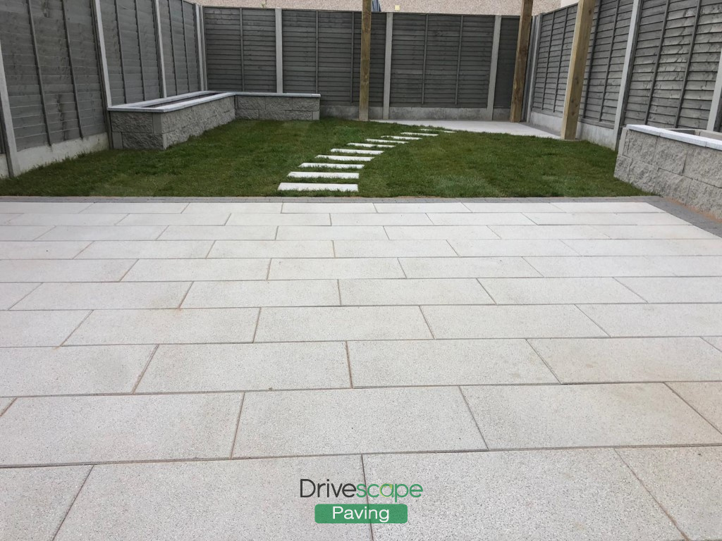 Silver Granite Slabbed Patio with Black Borderline in Hansfield Wood, Dublin
