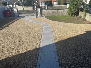 Gravel Driveway with Silver Granite Pathway and Apron in Clontarf, Dublin