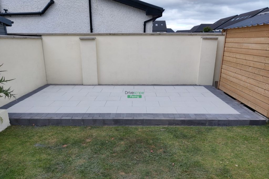 Silver Granite Slabbed Patio with Charcoal Slane Borderline and Step in Leixlip, Co. Kildare (2)