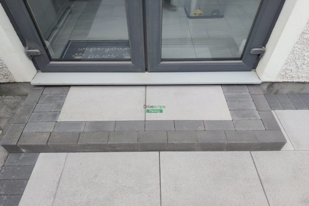 Silver Granite Slabbed Patio with Charcoal Slane Borderline and Step in Leixlip, Co. Kildare (4)