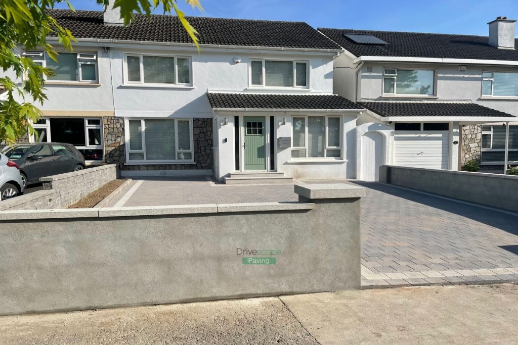 Corrib Paved Driveway with Plastered Walls and Pillars with Capping in Castleknock, Dublin