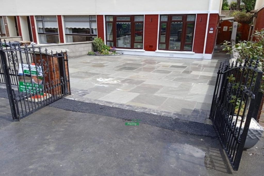 Driveway with Limestone Slabs and Granite Borderline in Cabra, Dublin