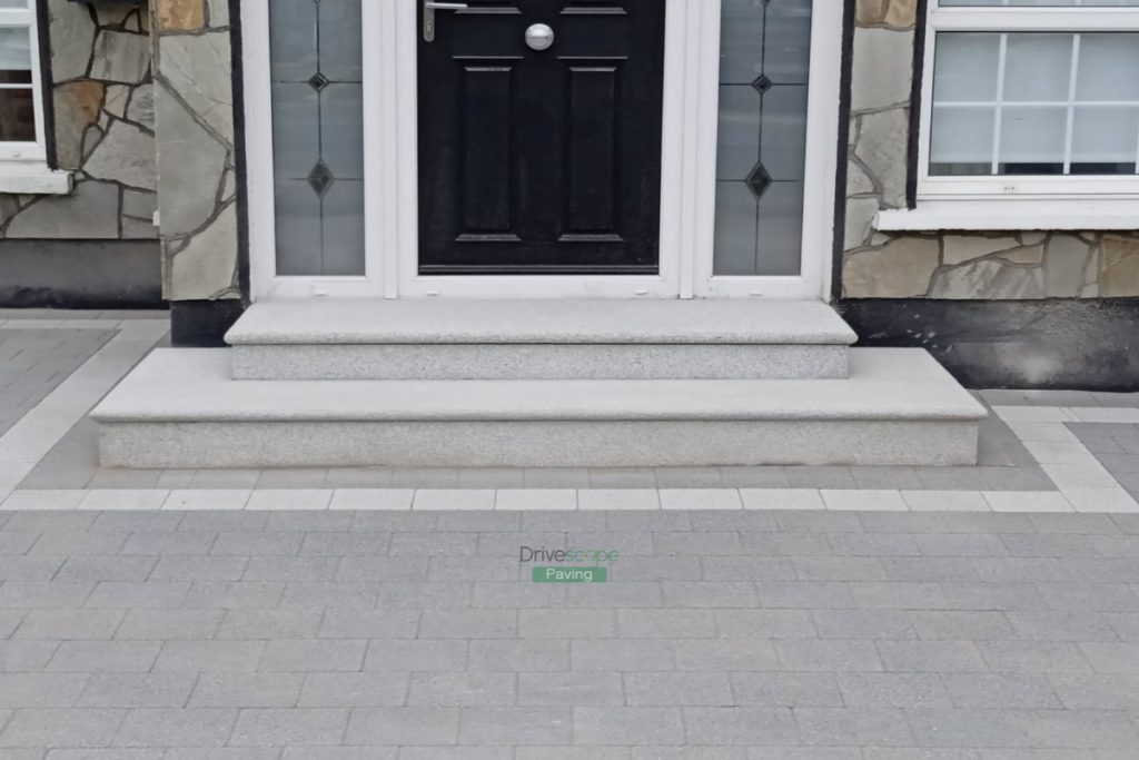 Driveway with Silver and Black Corrib Paving and Double Bullnose Step in Castleknock, Dublin (2)