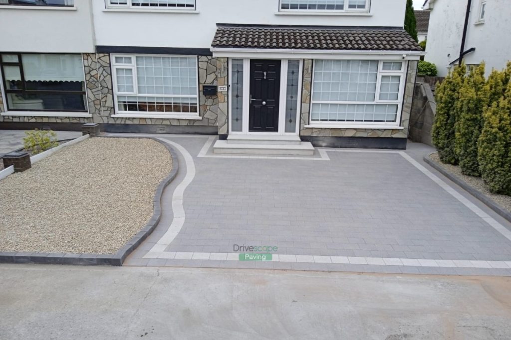 Driveway with Silver and Black Corrib Paving and Double Bullnose Step in Castleknock, Dublin (6)