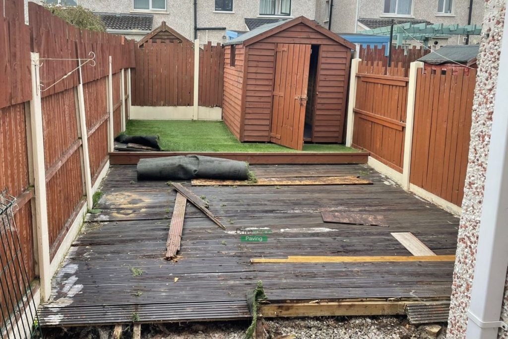 Granite Slabbed Patio with Rustic Borderline and New Fencing in Clonsilla, Dublin (1)