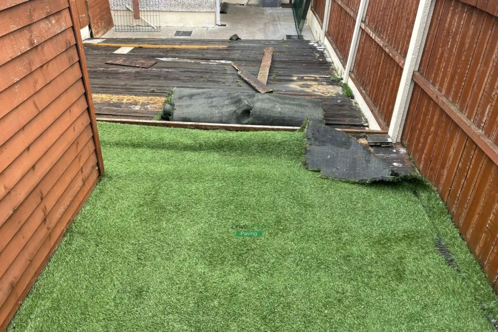 Granite Slabbed Patio with Rustic Borderline and New Fencing in Clonsilla, Dublin (2)