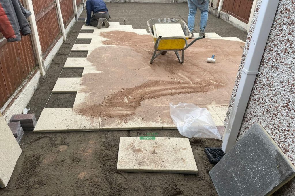 Granite Slabbed Patio with Rustic Borderline and New Fencing in Clonsilla, Dublin (4)