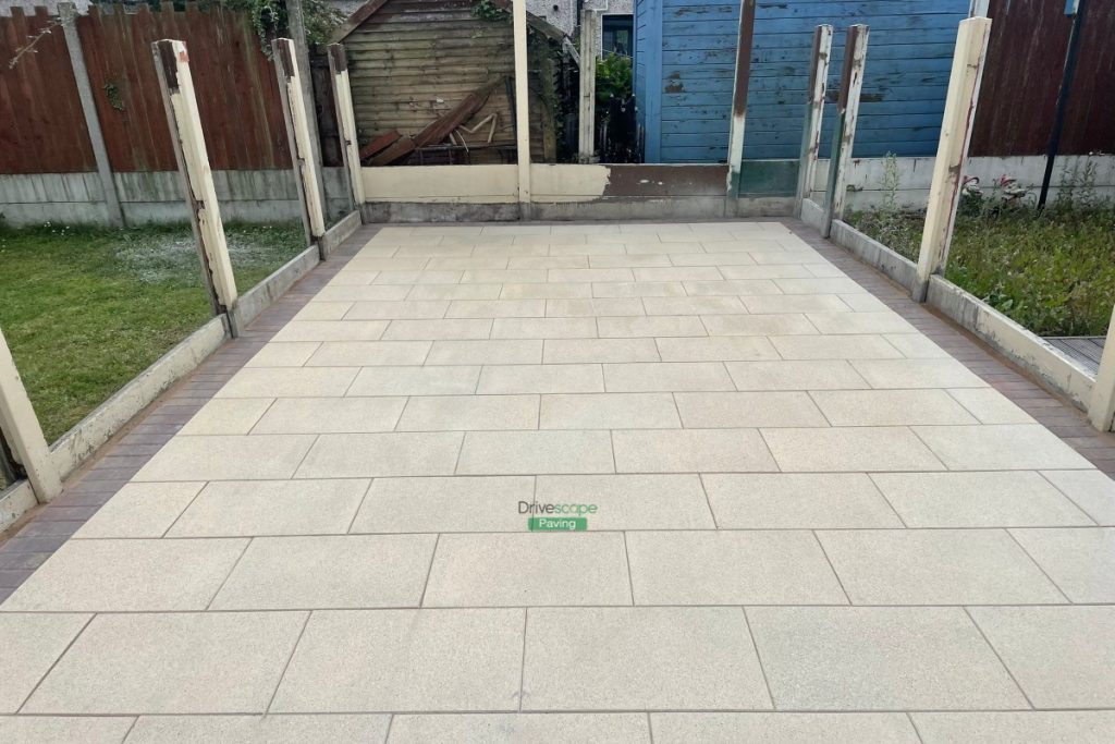 Granite Slabbed Patio with Rustic Borderline and New Fencing in Clonsilla, Dublin (5)