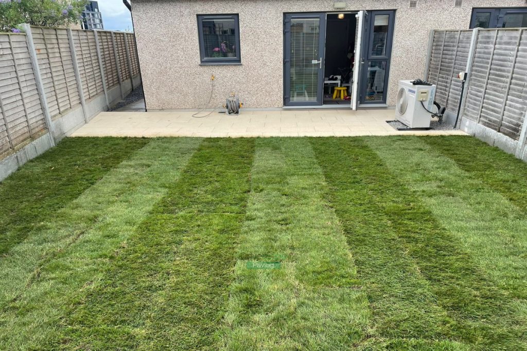 Patio with Buff Granite Slabs and Roll-On Turf in Hansfield Wood, Dublin (5)