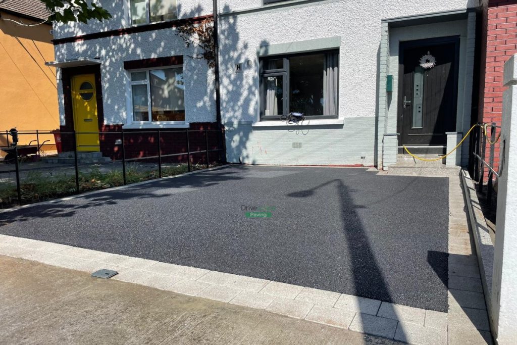 Asphalt Driveway with Silver Granite Corrib Borderline and Doorsteps in Killester, Dublin