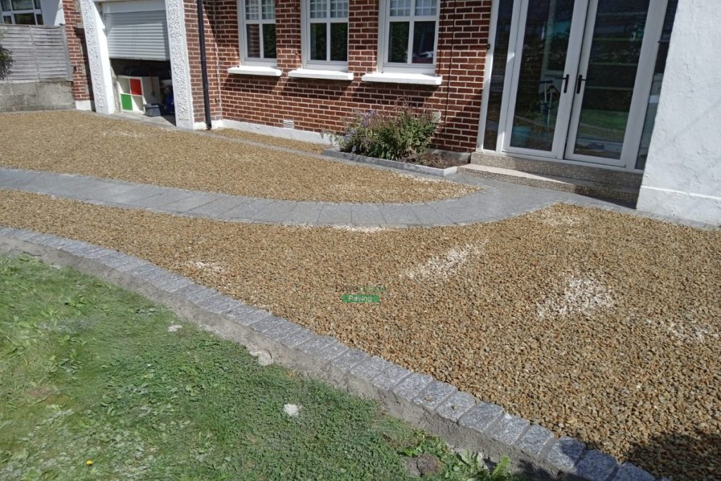 Gravelled Driveway with silver Granite Pathway and Kerbing in Baldoyle, Dublin (8)