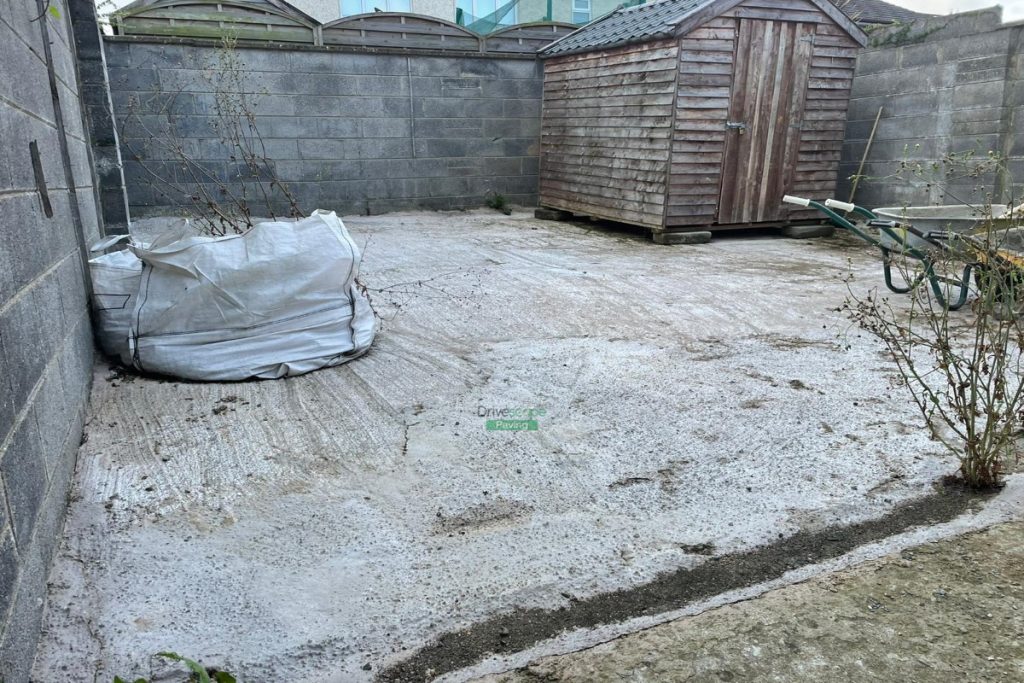Patio with Classic Rustic Slabs, Flower-Beds and ACO Drains in Lucan, Dublin (1)