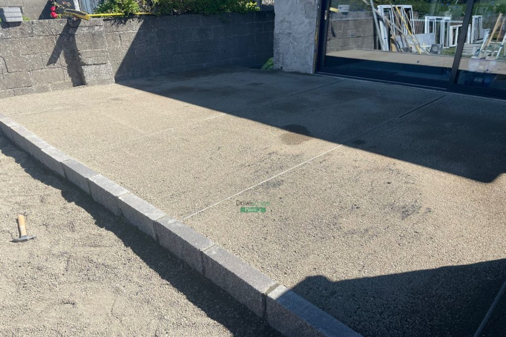 Raised Patio with Silver Newgrange Granite Slabs and Black Corrib Borderline in Ashtown, Dublin (3)