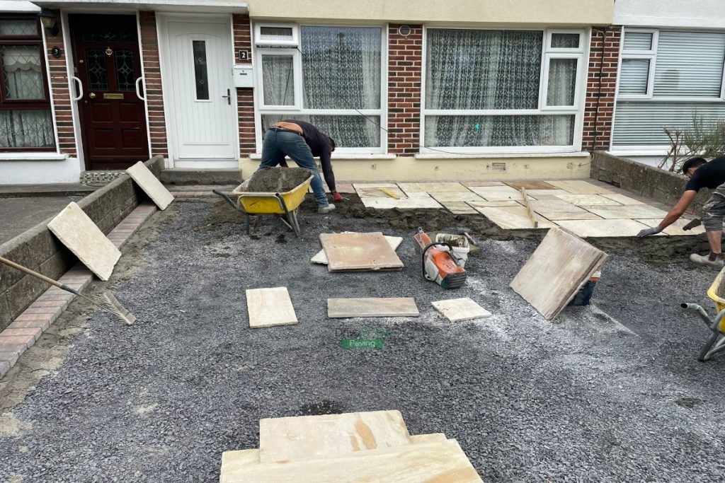 Mint Sandstone Slabbed Driveway with Rustic Borderline in Cabra, Dublin (3)