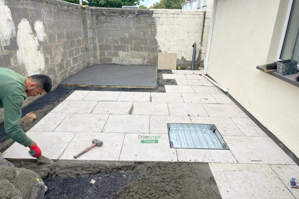 Porcelain Tiled Patio and Raised Flowerbeds with Granite Capping in Lucan, Dublin (3)