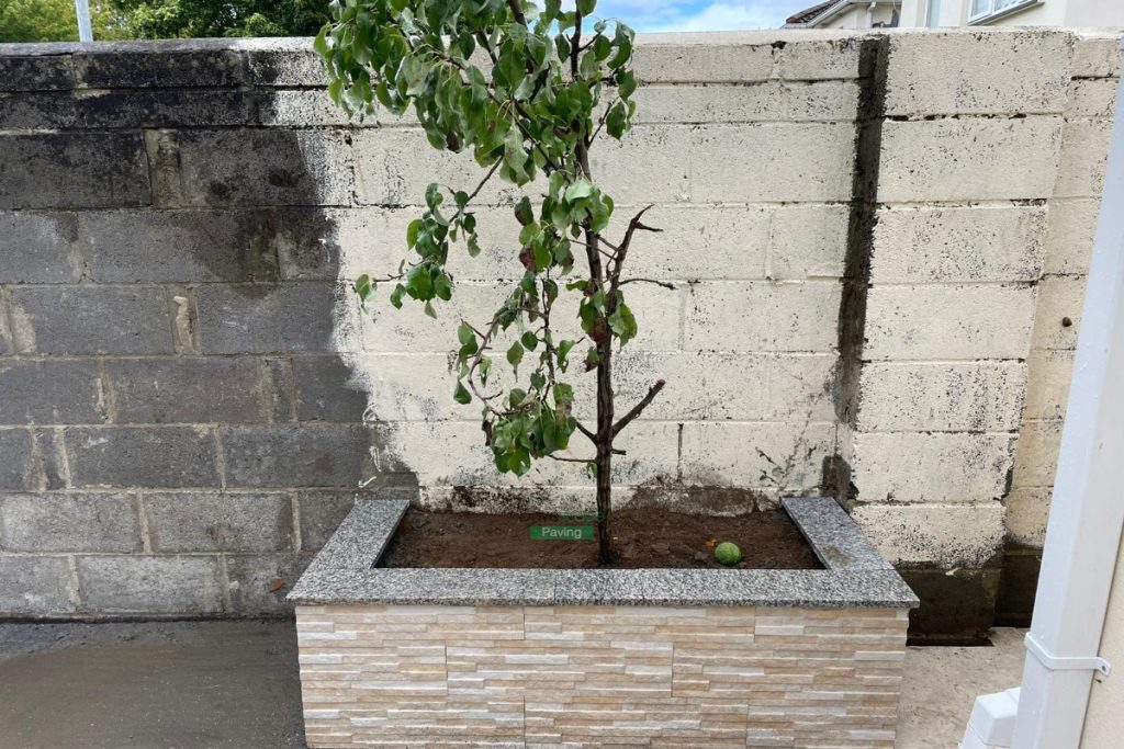Porcelain Tiled Patio and Raised Flowerbeds with Granite Capping in Lucan, Dublin (5)