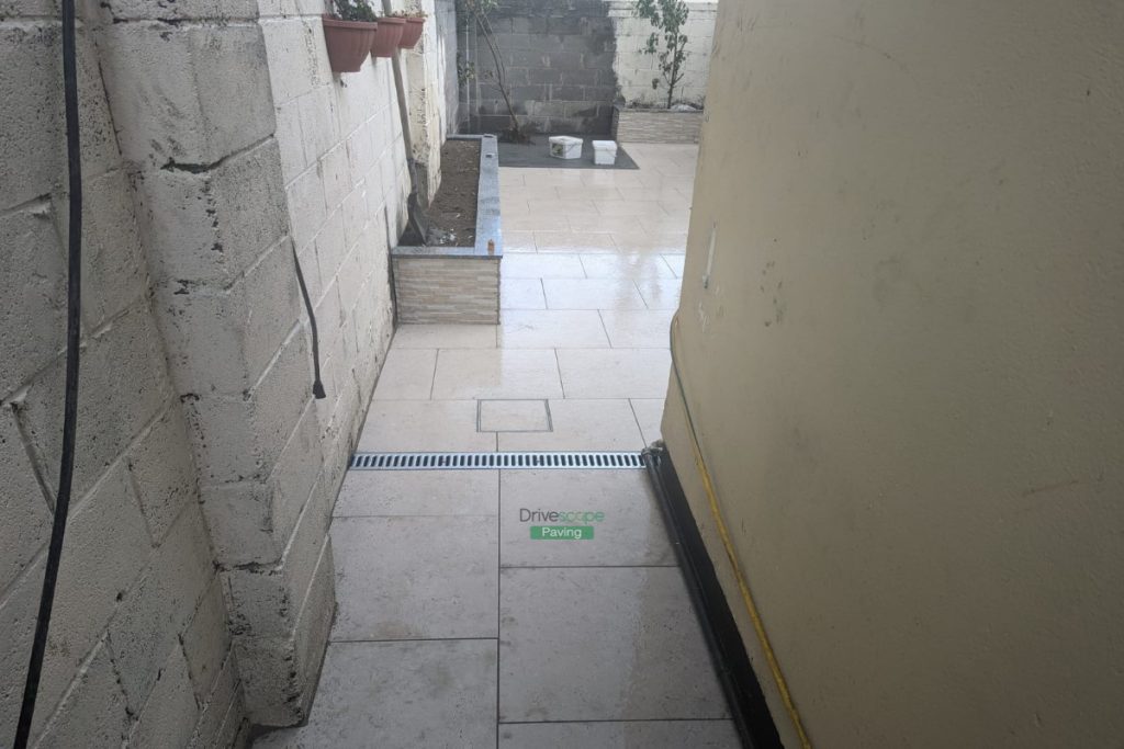 Porcelain Tiled Patio and Raised Flowerbeds with Granite Capping in Lucan, Dublin (8)