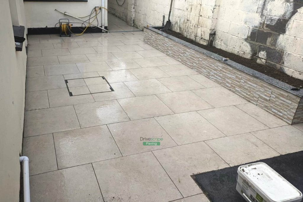 Porcelain Tiled Patio and Raised Flowerbeds with Granite Capping in Lucan, Dublin (9)