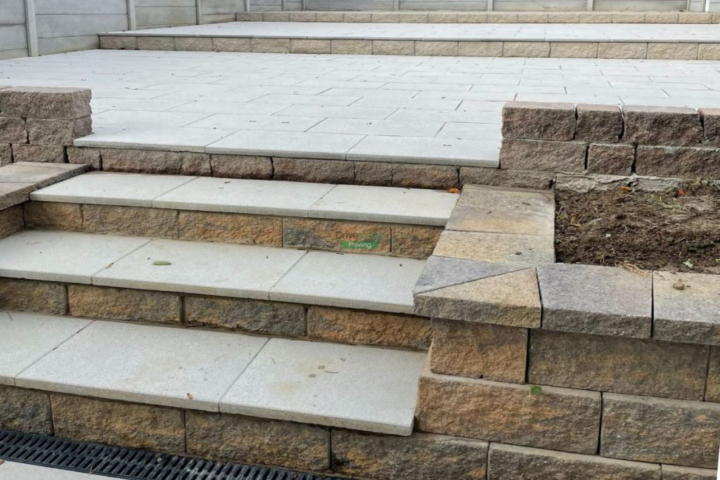 Tiered Patio with Granite Slabs, Connemara Walling and Concrete Base in Bray, Co. Wicklow (8)