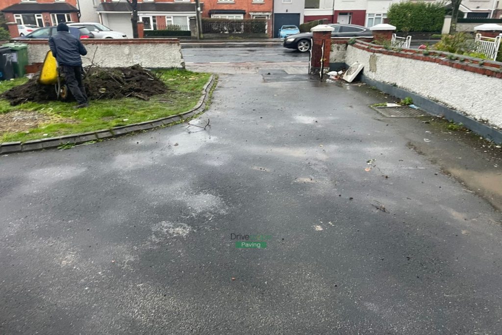Driveway with Black and Silver Granite Paving and New Pillar in Blanchardstown, Dublin (1)