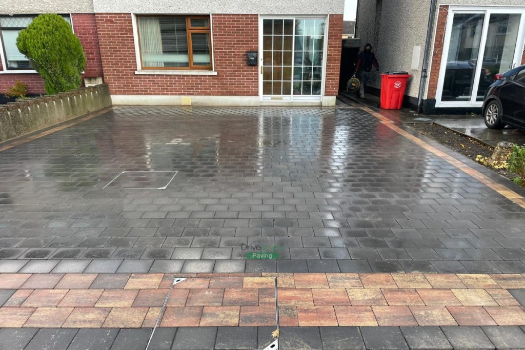 Driveway with Corrib Paving, New Wall and Pillar in Whitehall, Dublin (5)