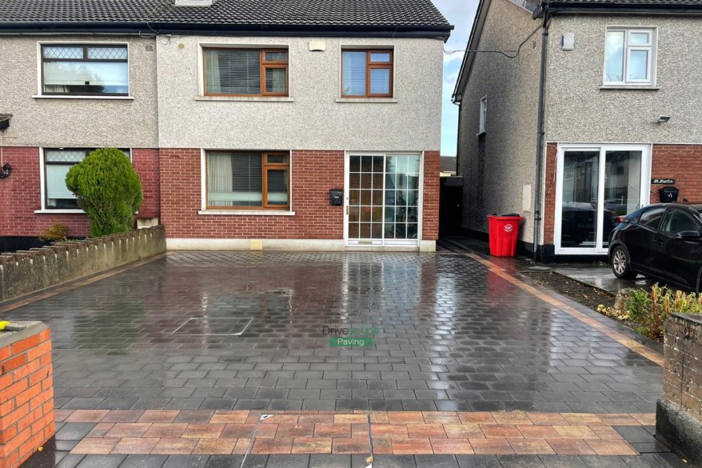 Driveway with Corrib Paving, New Wall and Pillar in Whitehall, Dublin