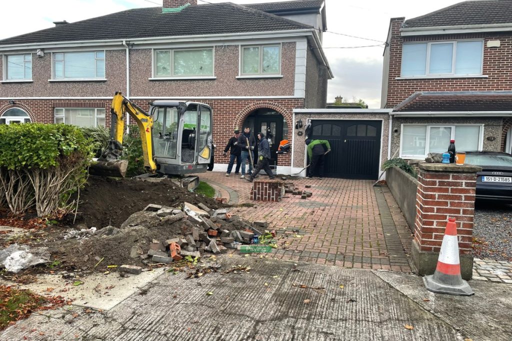 Driveway with Tobermore Block Paving, Granite Borderlines and New Pillar in Clontarf, Dublin (1)