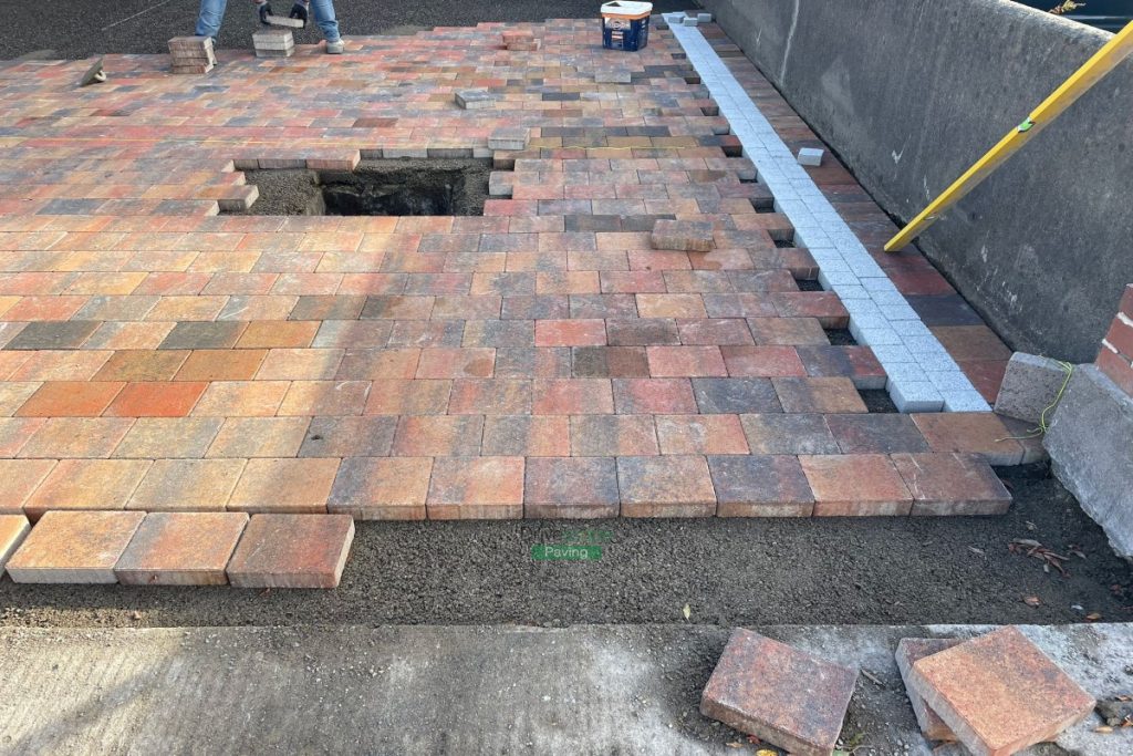 Driveway with Tobermore Block Paving, Granite Borderlines and New Pillar in Clontarf, Dublin (3)