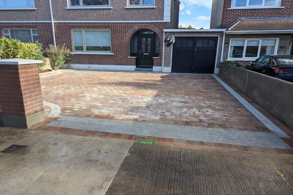 Driveway with Tobermore Block Paving, Granite Borderlines and New Pillar in Clontarf, Dublin (5)