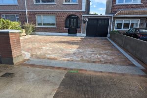 Driveway with Tobermore Block Paving, Granite Borderlines and New Pillar in Clontarf, Dublin (5)