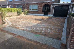 Driveway with Tobermore Block Paving, Granite Borderlines and New Pillar in Clontarf, Dublin (8)
