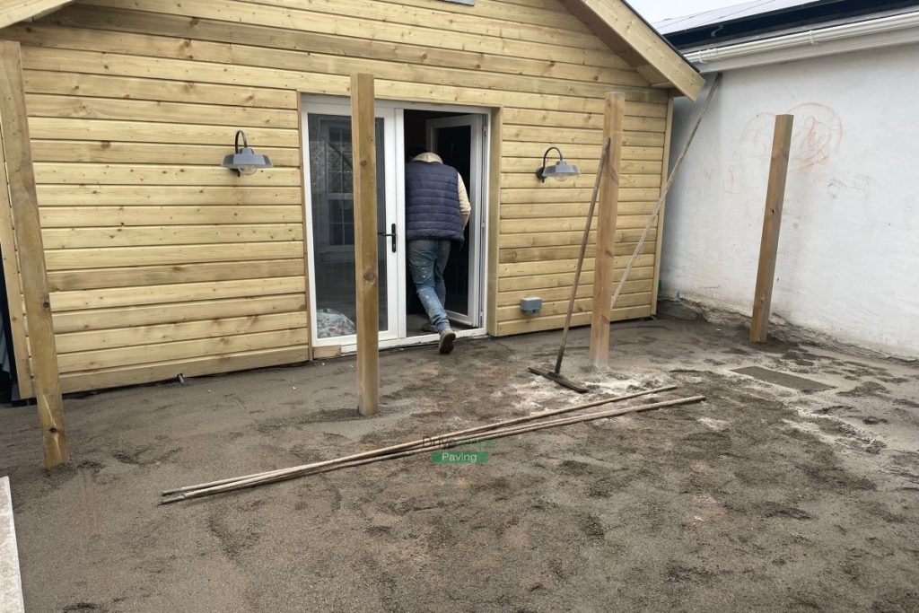 Newgrange Granite Slabbed Patio with Treated Posts in Celbridge, Co. Kildare (3)