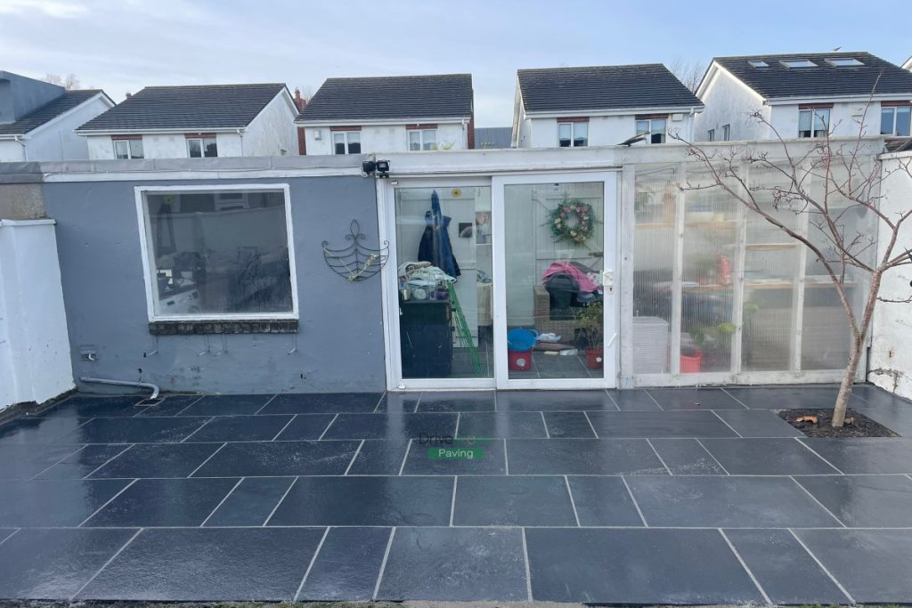 Patio with Black Limestone Slabs and Drainage System in Clontarf, Dublin (2)