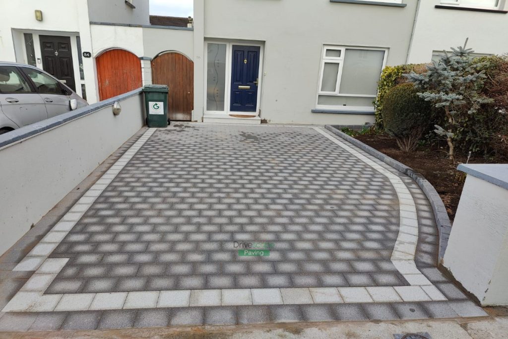Black Granite Slabbed Driveway with Silver Borders and New Doorstep in Leixlip, Co. Kildare