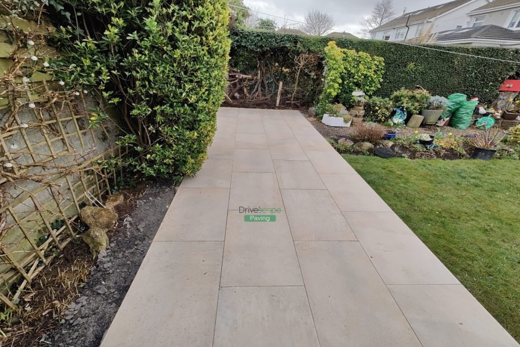 Porcelain Tiled Raised Patio with Connemara Walling in Dublin (4)