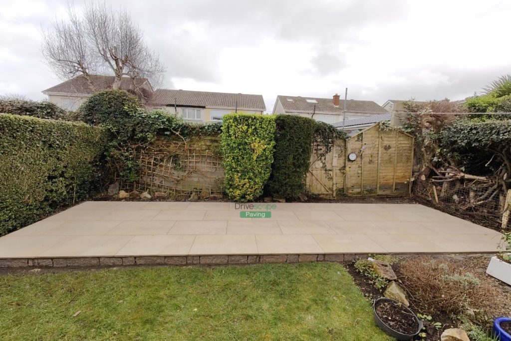 Porcelain Tiled Raised Patio with Connemara Walling in Dublin (5)