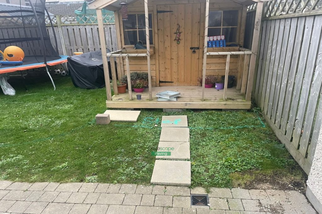 Buff Granite Slabbed Patio with Step in Balgriffin, Dublin (3)
