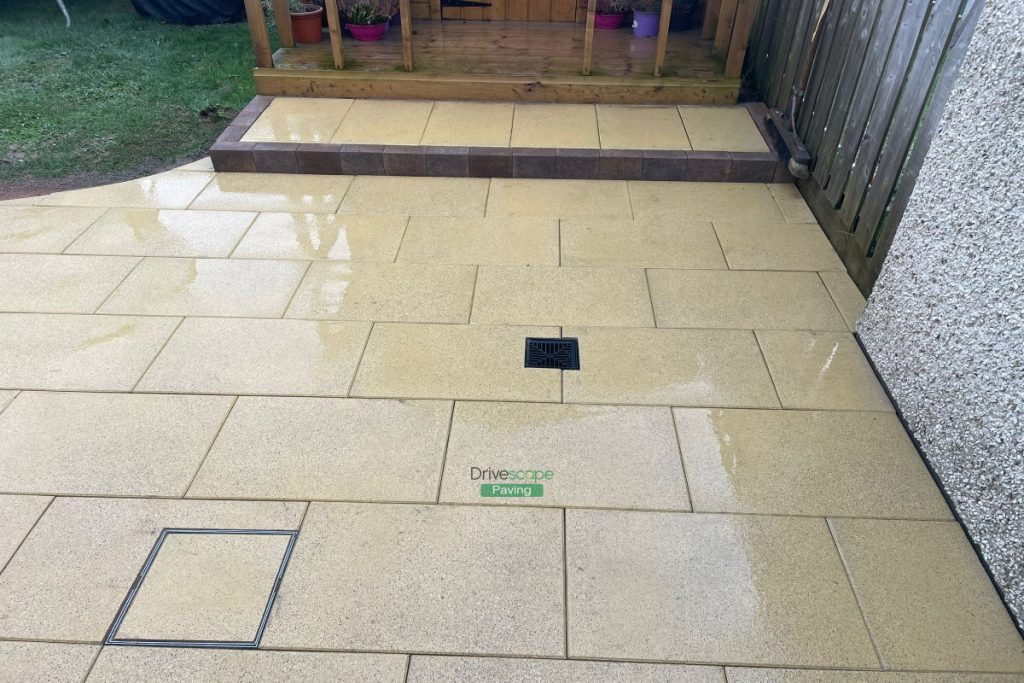 Buff Granite Slabbed Patio with Step in Balgriffin, Dublin (5)