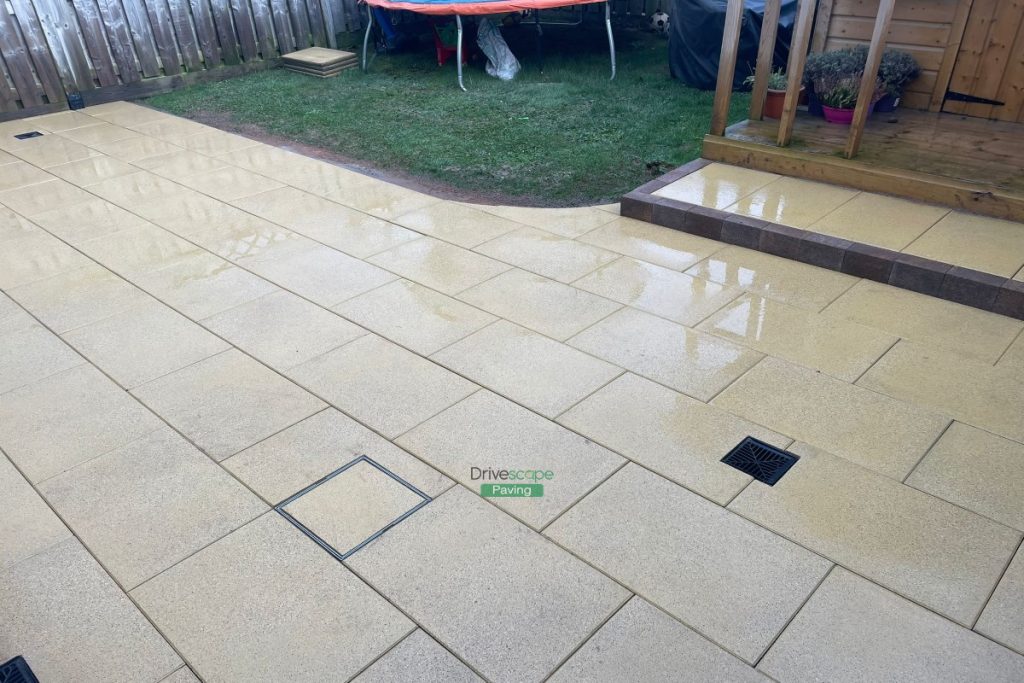 Buff Granite Slabbed Patio with Step in Balgriffin, Dublin