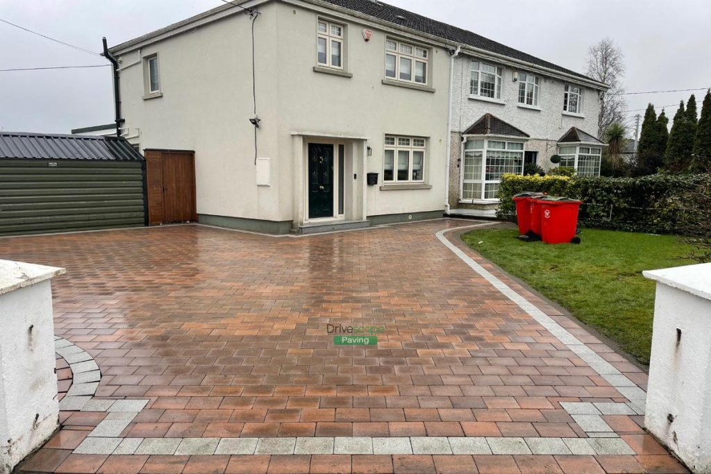 Driveway with Corrib Paving, New Fencing and Granite Borders and Step in Santry, Dublin