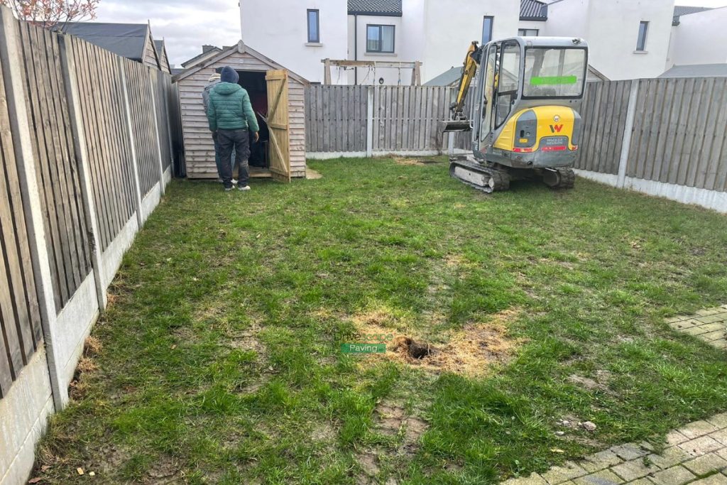 Patio with Silver Granite Slabs, Roll-On Turf and Granite Walling in Ballymun, Dublin (1)