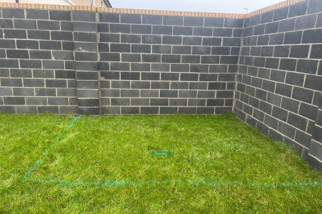 Patio with Tumbled Limestone Slabs and Brick Border in Dunshaughlin, Co. Meath (1)