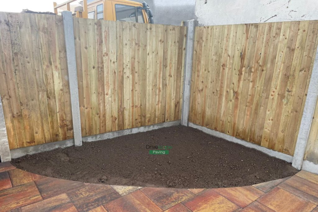 Raised Patio with Buff Granite and Classic Rustic Slabs, New Fencing and Artificial Grass in Clontarf, Dublin (9)