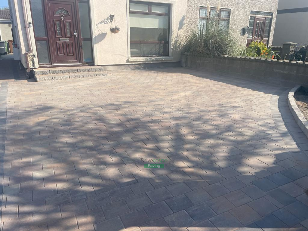 Driveway with Rustic Corrib Paving and Charcoal Borderlines in Raheny, Dublin
