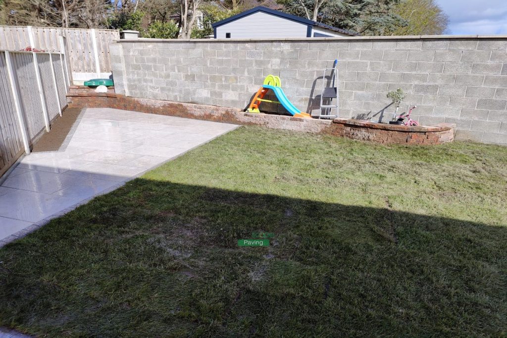 Porcelain Tiled Patio with Granite Cobblestones and Roll-On Turf in Portmarnock, Co. Dublin (11)