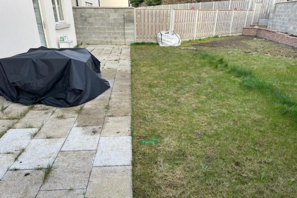 Porcelain Tiled Patio with Granite Cobblestones and Roll-On Turf in Portmarnock, Co. Dublin (2)