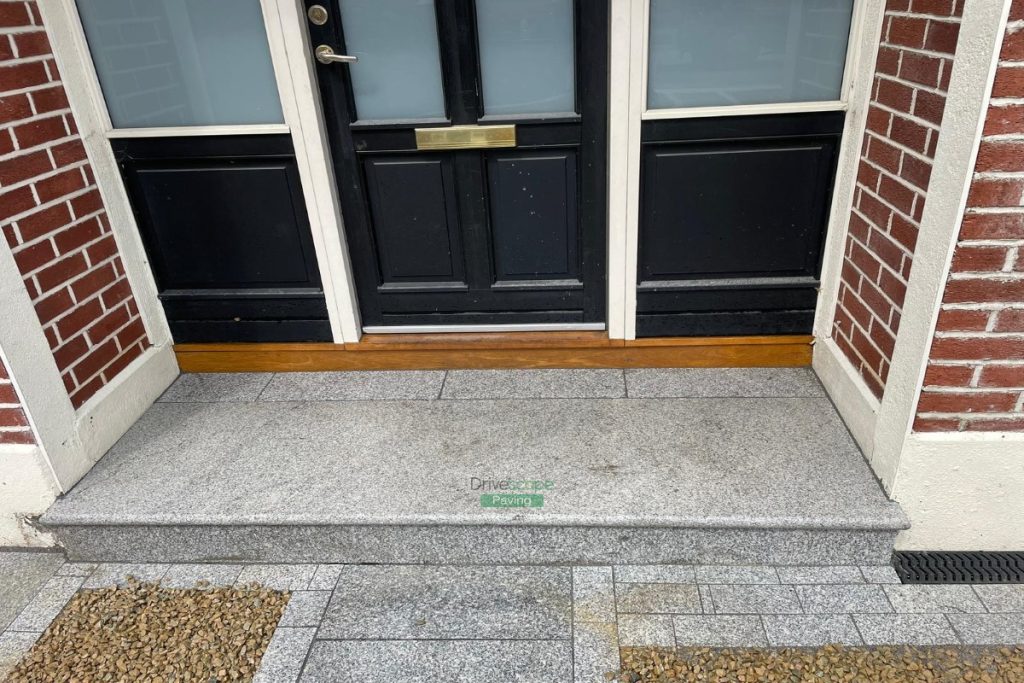 Driveway with Ballylusk Gravel, Natural Granite Slabs and Bullnose Step in Stillorgan, Dublin (8)