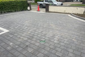 Driveway with Charcoal and Silver Corrib Paving, Granite Step and Flowerbeds in Dublin (6)